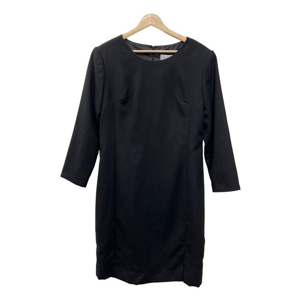 JG Hook Vintage 80's Black Wool Shift Dress - Picture 1 of 7